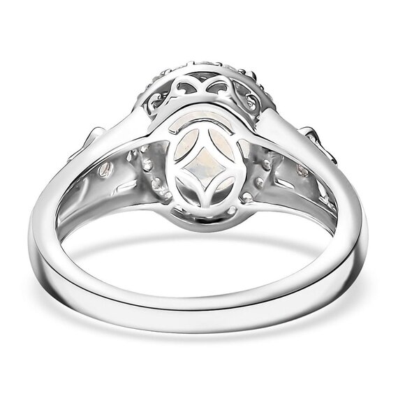Ring Religious Jewish Star White Zircon Rhodium Over 925 Sterling Silver Size 7 - Picture 5 of 6